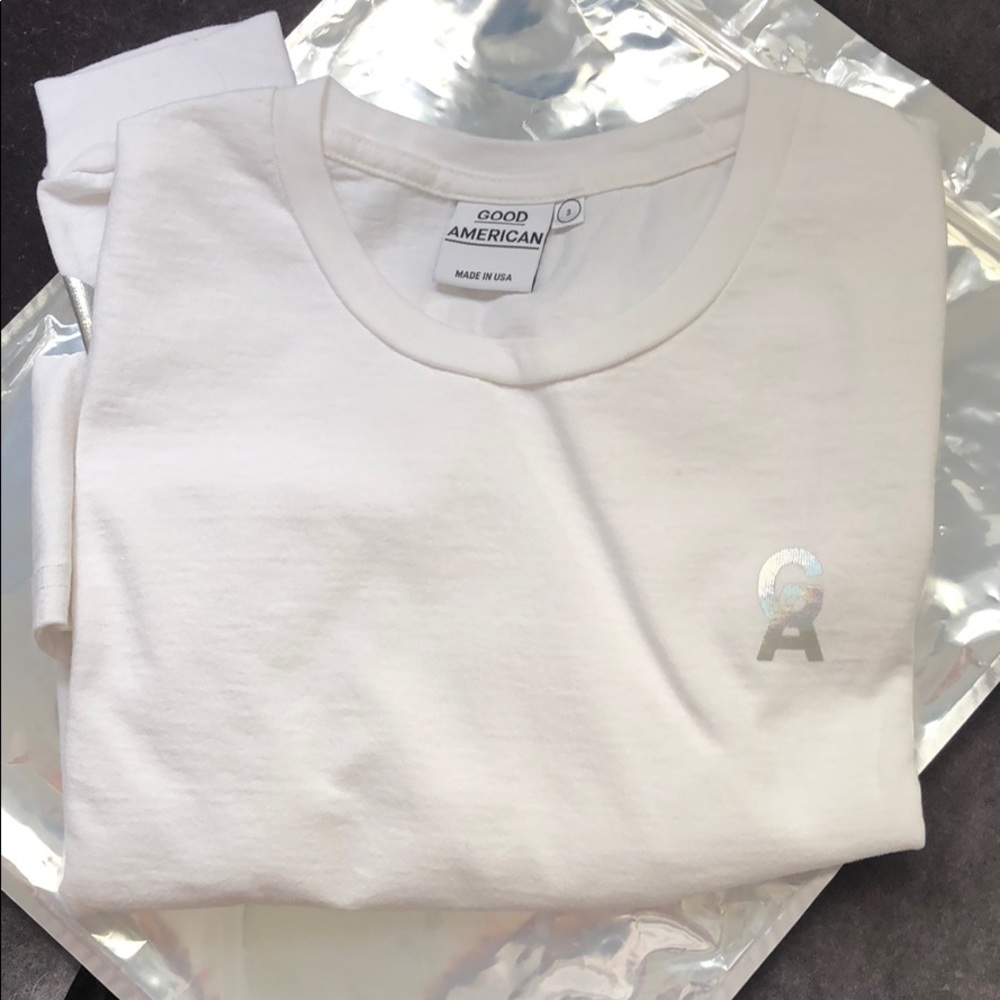 Good American White Long Sleeve Star Shirt